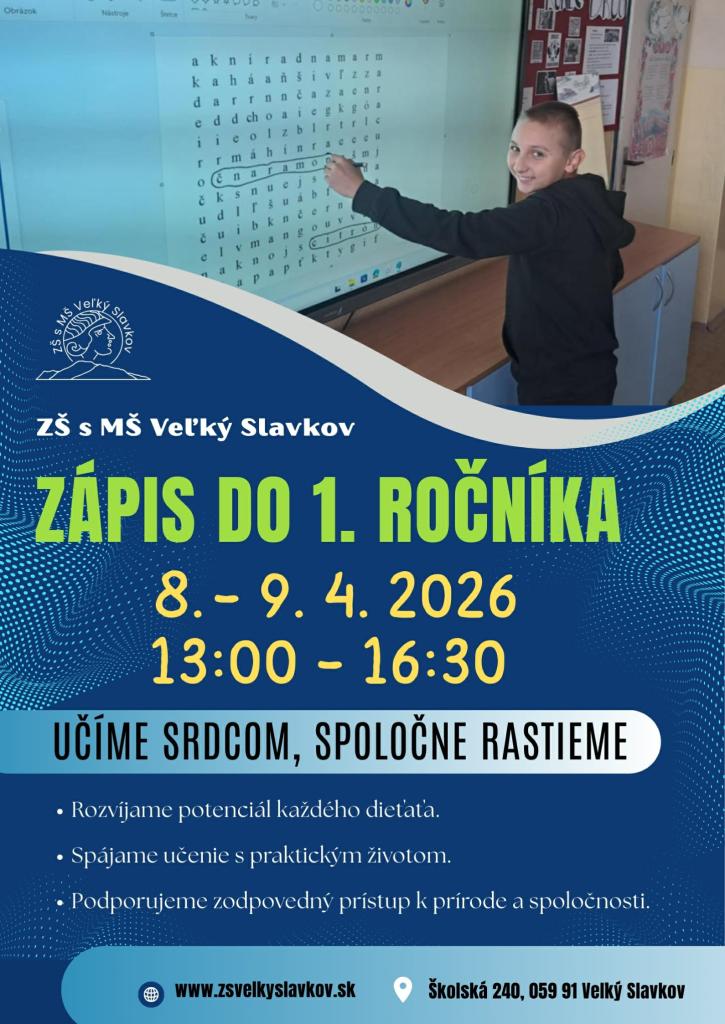 Plagát - zápis detí do&nbsp;1. ročníka