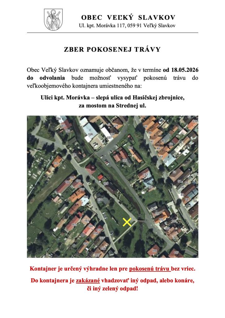 Zber pokosenej trávy - oznam