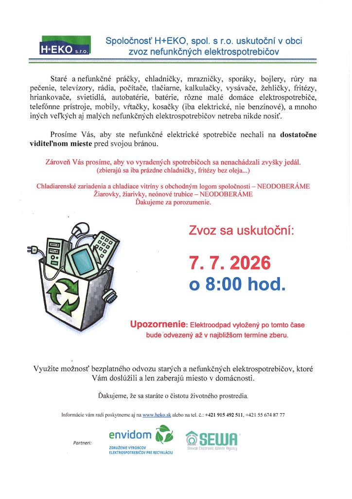 H-EKO zber elektroodpadu 7.7.2026